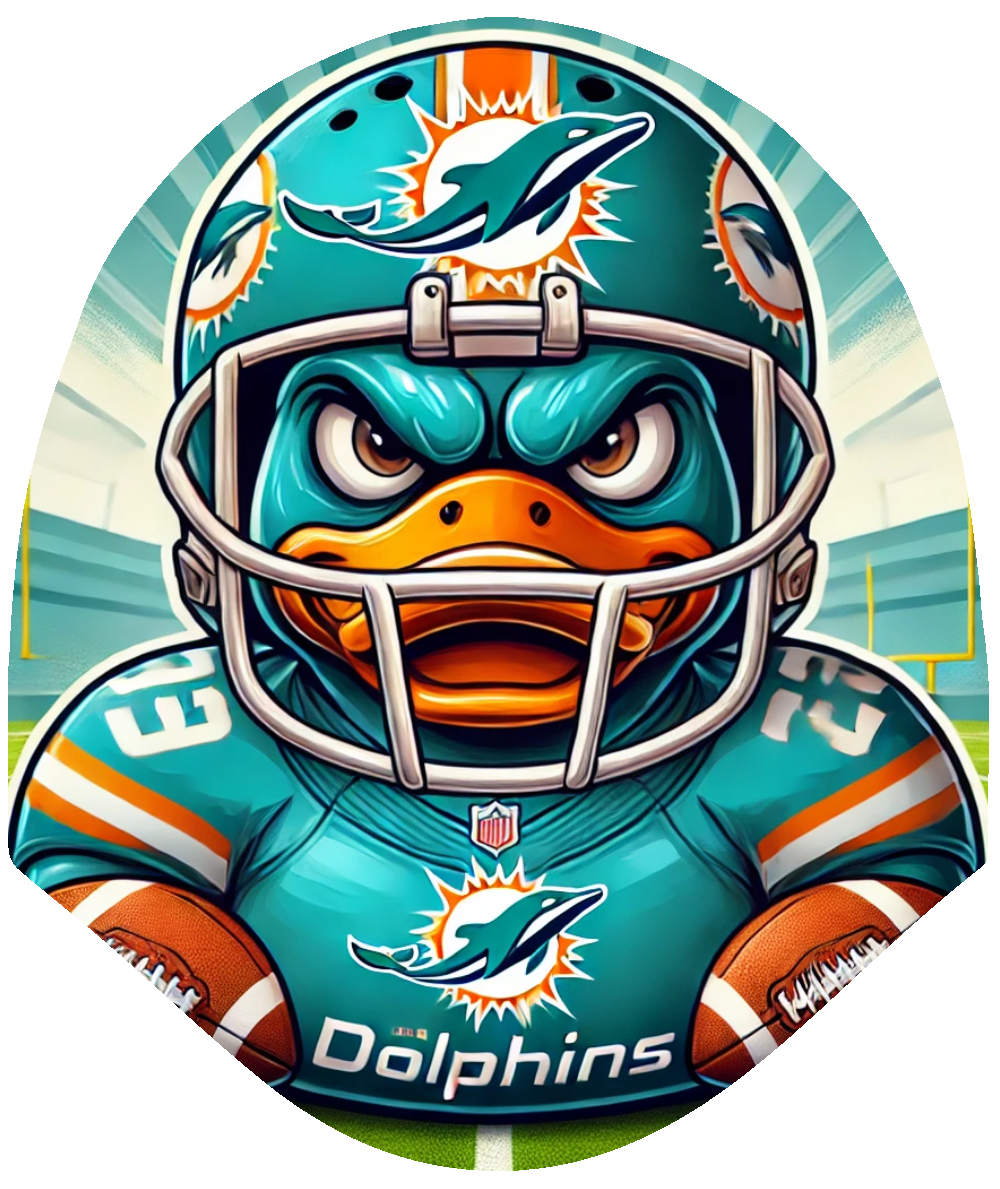 Duck Football - Dolphins Car Headrest Cover by HeadzRest