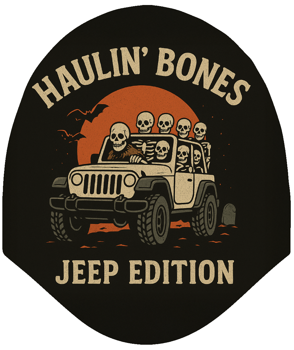 Haulin’ Bones – Jeep Edition Car Headrest Cover by HeadzRest