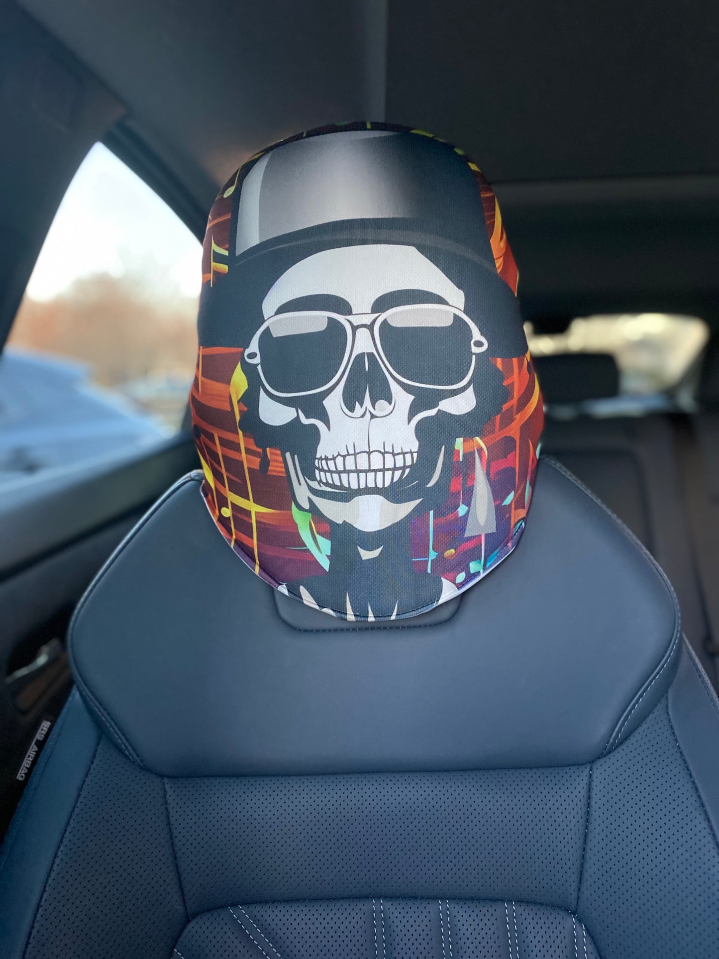 Soul Beats – Musical Skull Car Headrest Cover by HeadzRest