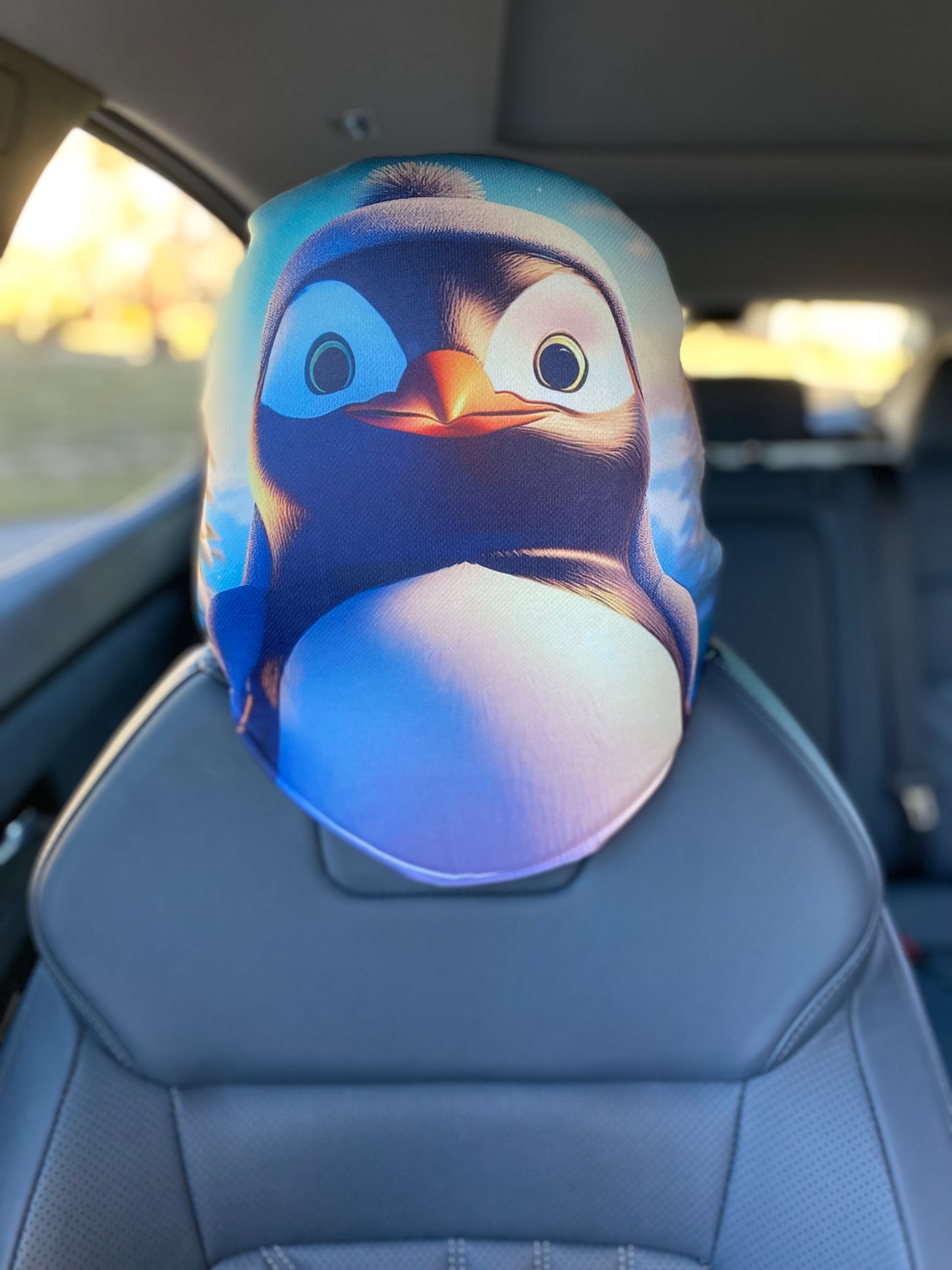 Penguin Holiday – Festive Car Headrest Cover by HeadzRest