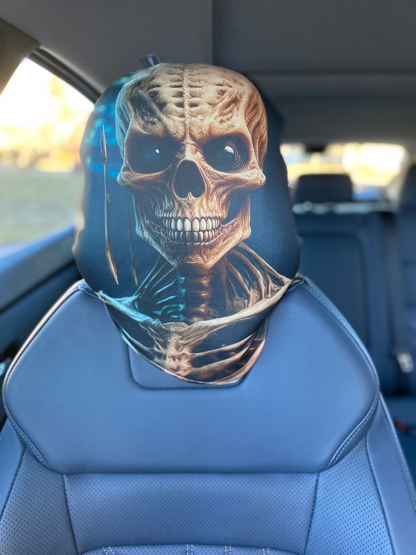 Halloween – Bone-Chilling Skeleton Car Headrest Cover by HeadzRest