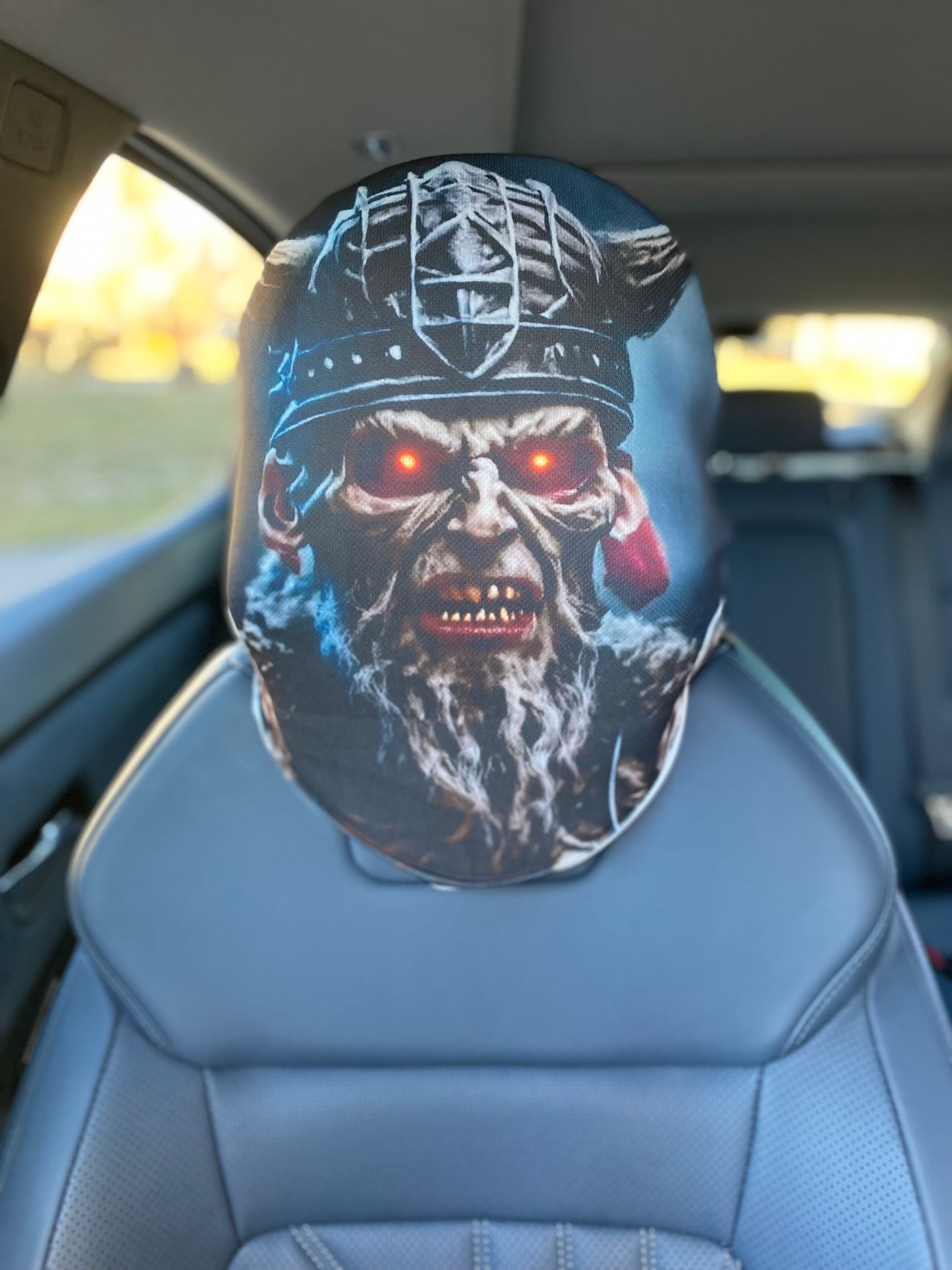 Viking Fury – Warrior Skull Car Headrest Cover by HeadzRest