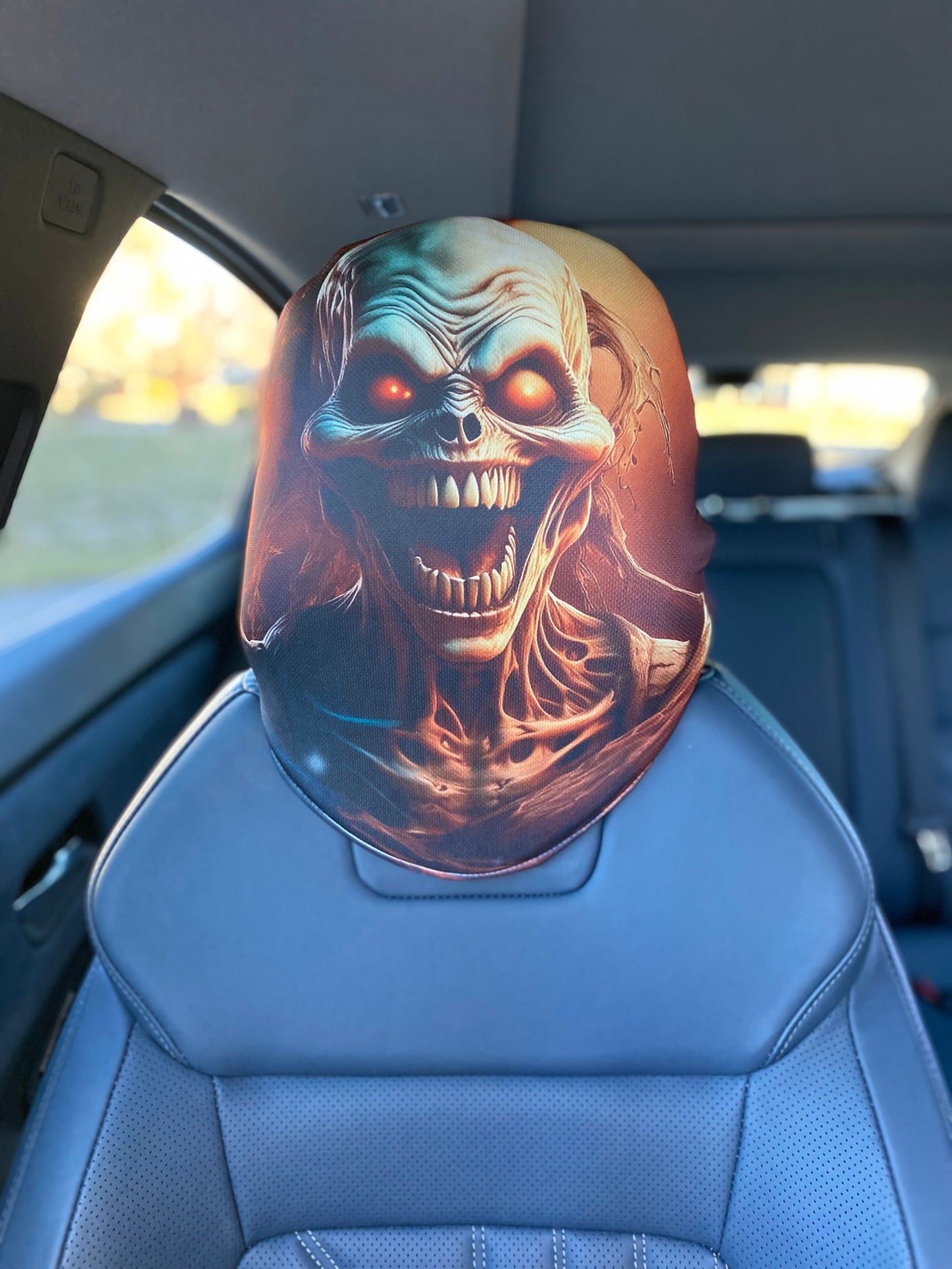 Soul Screamer – Horror Skull Car Headrest Cover by HeadzRest