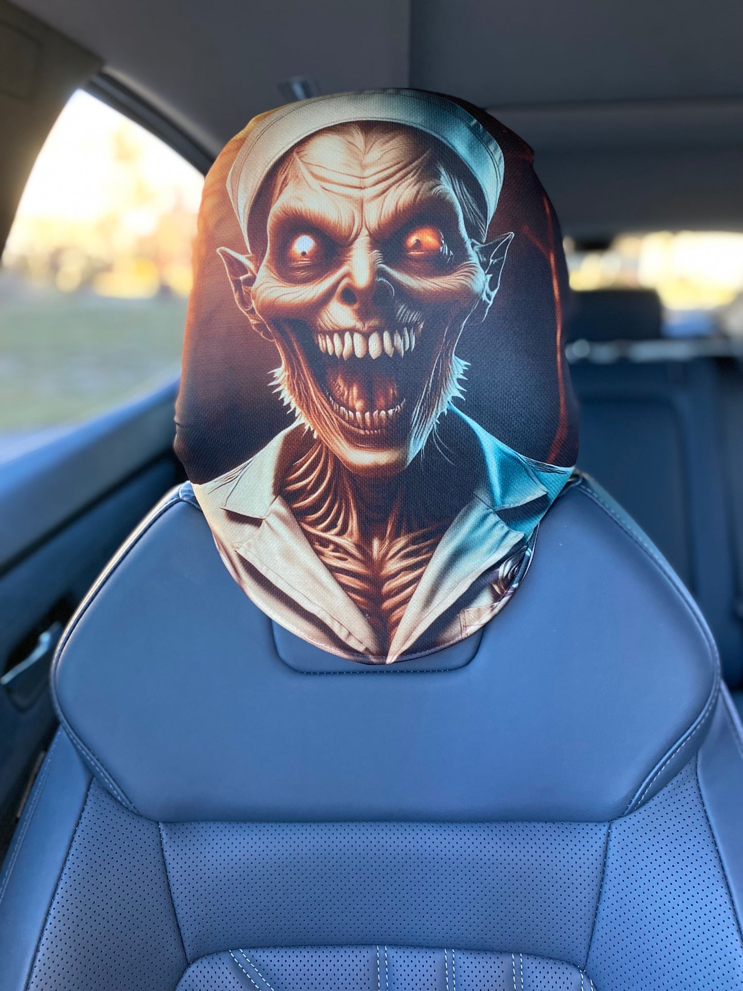 Halloween - Creepy Nurse Horror Edition Car Headrest Cover by HeadzRest