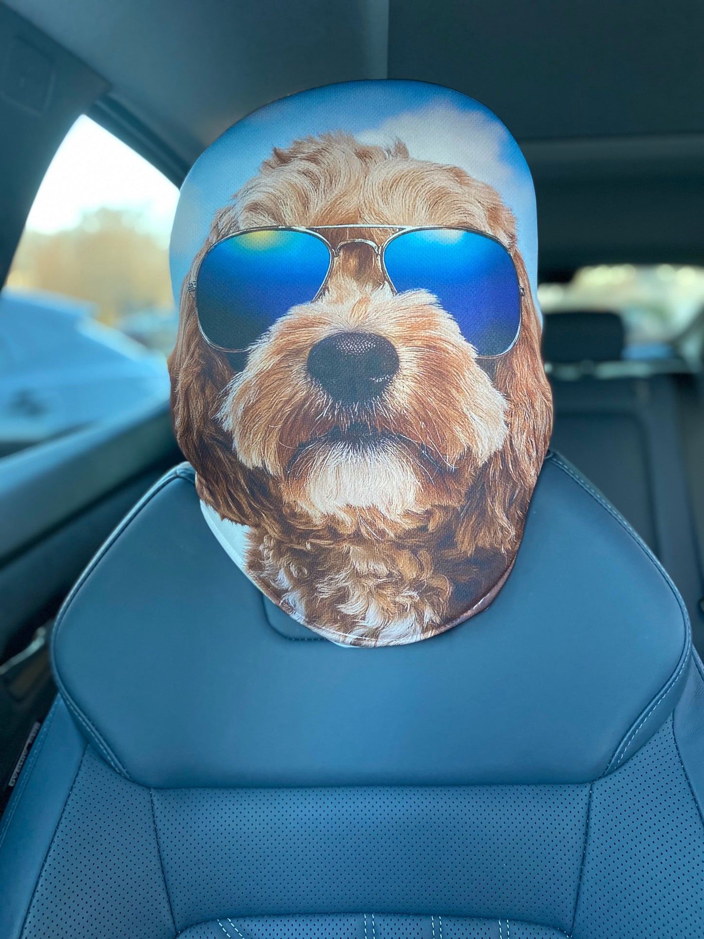 Cool Dog Doodle- Car Headrest Cover