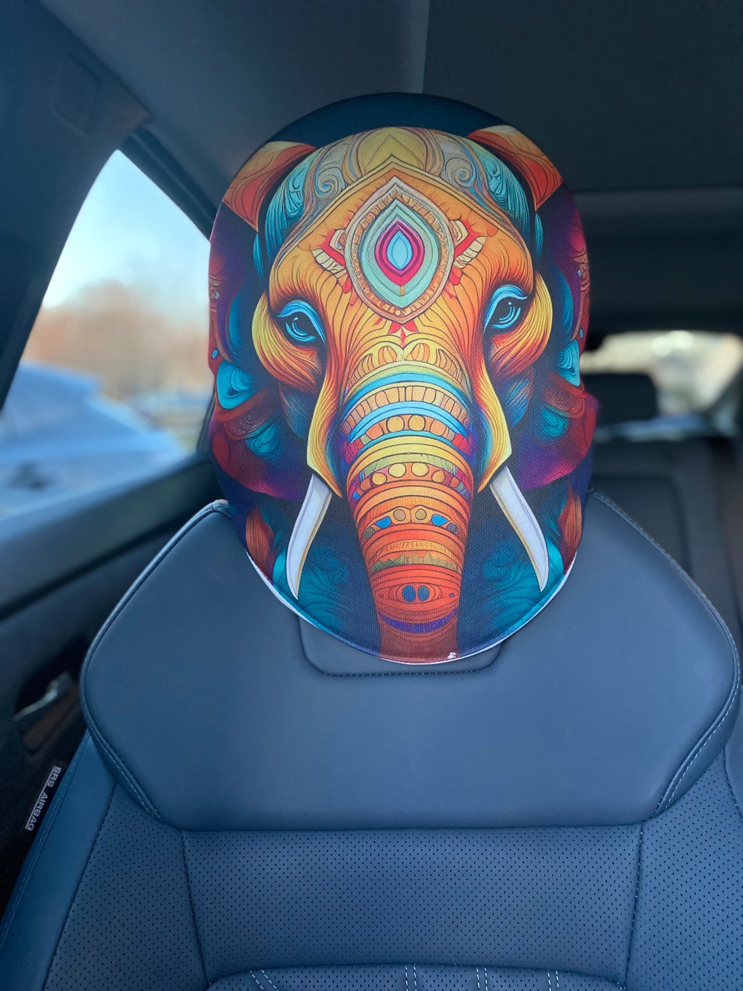 Good Fortune Elephant - Car Headrest Cover