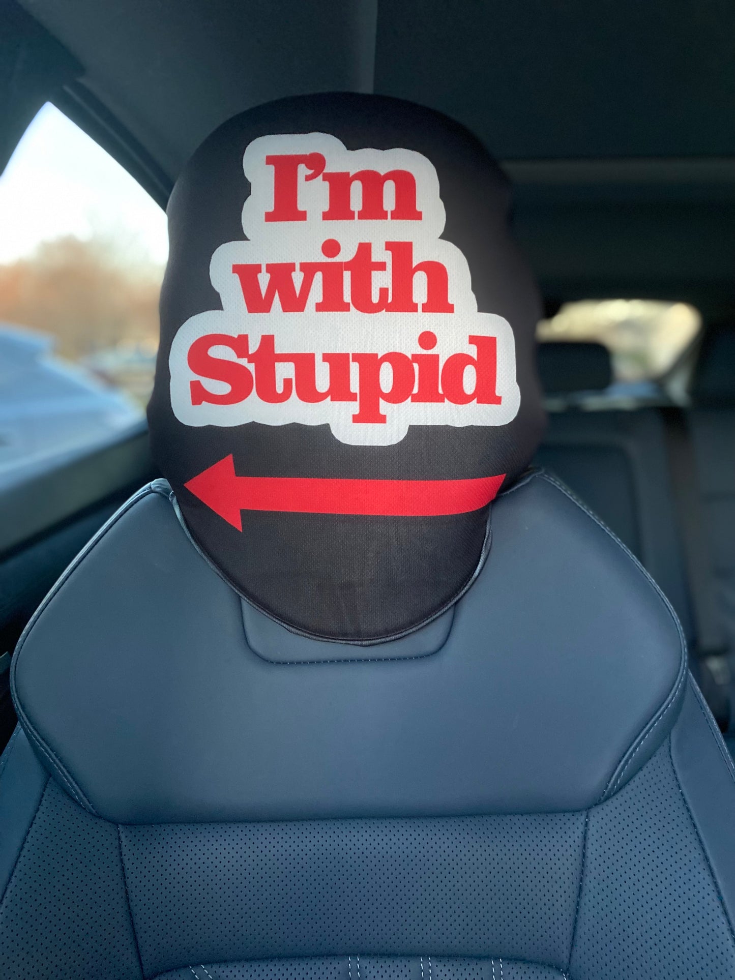 I'm with Stupid Left Arrow - Car Headrest Cover