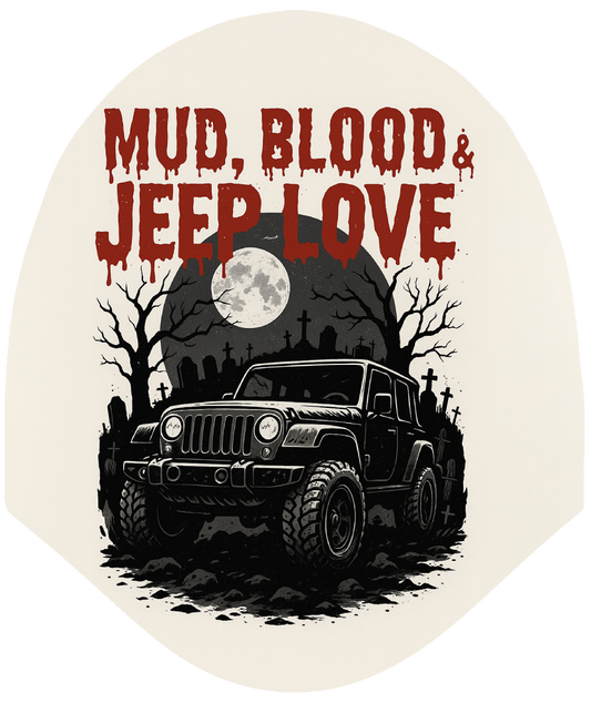 Mud, Blood &amp; Jeep Love Car Headrest Cover by HeadzRest
