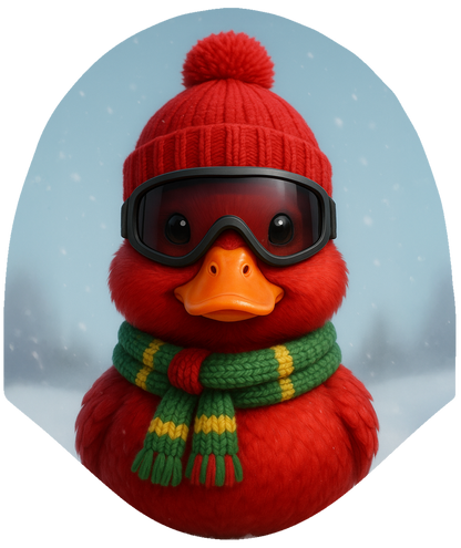 Holiday Duck - Powder Patrol Red Car Headrest Cover by HeadzRest